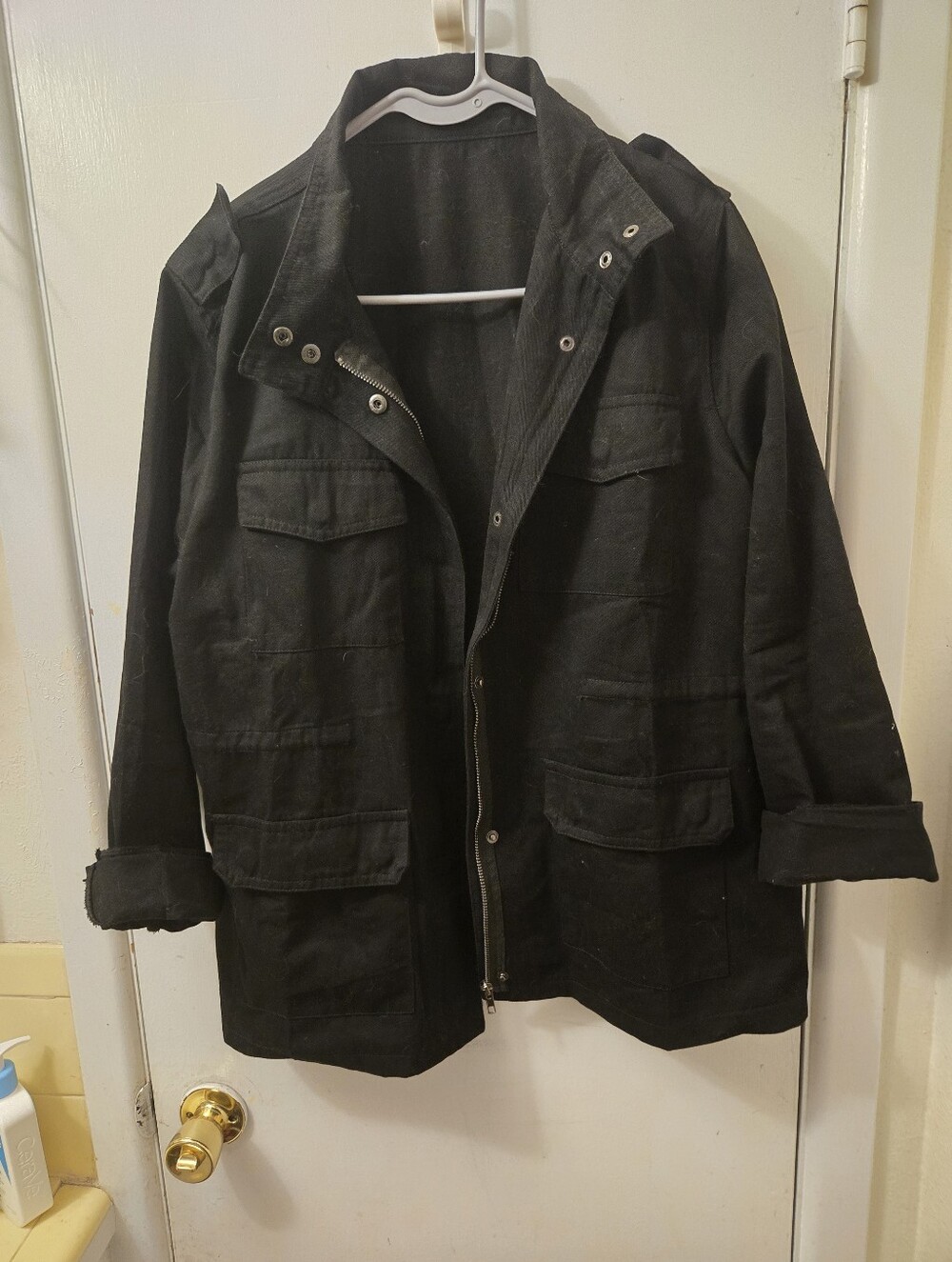 Black Women’s Utility Jacket - Classic Lightweight Coat - Picture 3 of 4